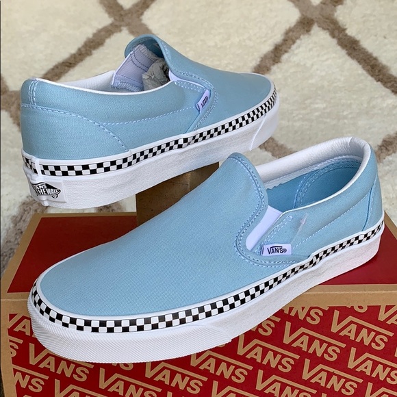VANS CLASSIC SLIP-ON CHECK FOXING COOL BLUE men’s - Picture 6 of 16